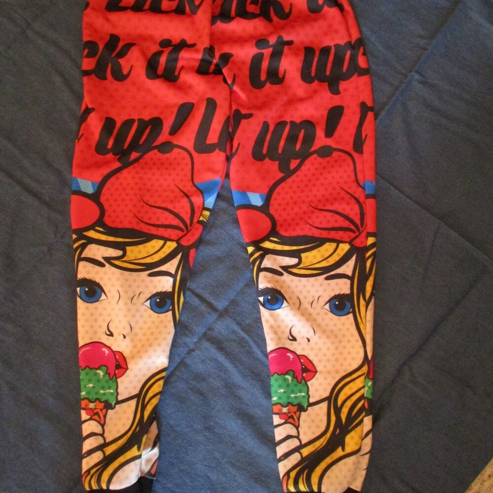 2018 CivilizeD Brand Women's Multicolored Cartoon 'Lick It Up' Jogging Pants  S